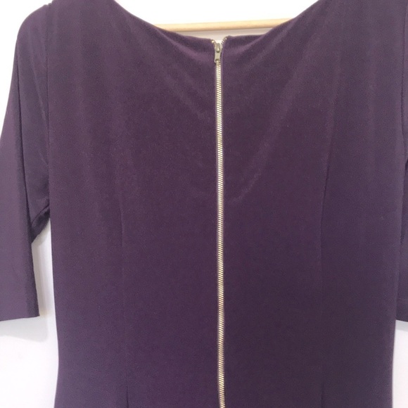 TAHARI 3/4 sleeve side ruching stretchy jersey midi dress size 10 - Picture 5 of 9